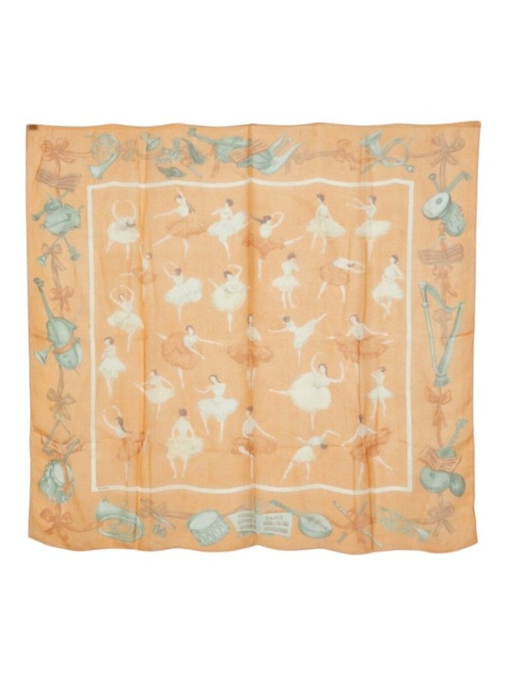 Hermes Carre 90 la Danse Ballerina Scarf Orange Multicolor Silk